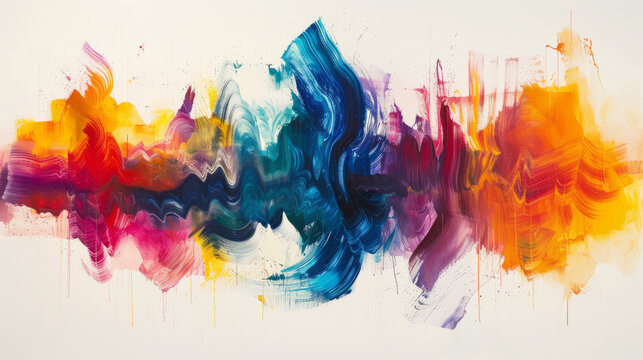 Colorful abstract acrylic painting representing sound waves