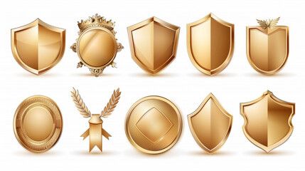 Elegant collection of golden badges and emblems with various designs