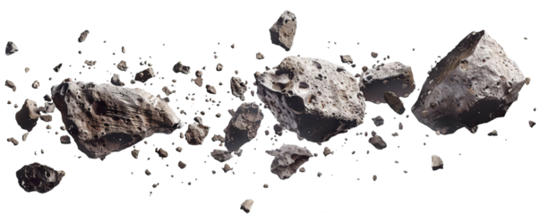 Flying asteroids cut out