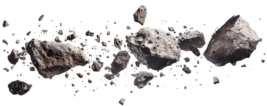 Flying asteroids cut out