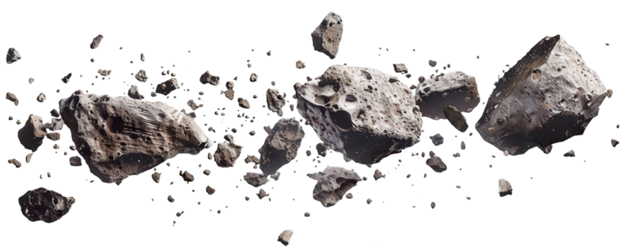 Flying asteroids cut out