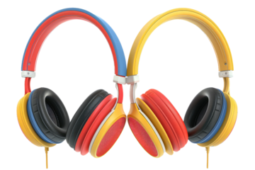 Headphones Hanging From Hook. On a Clear PNG or White Background.