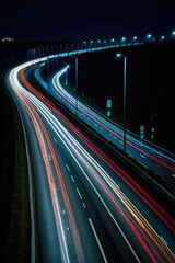 lights of cars driving at night. long exposure

