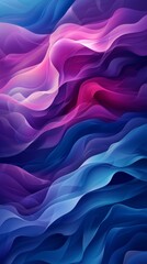 Swirling waves of blue, purple, and pink create a dynamic abstract painting