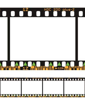 Vector illustration of photographic analog film border with barcodes