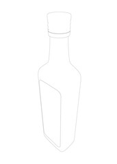 Bottle outline icon isolated on white background. Vector illustration. Bottle of red wine icon in outline style isolated on white background. Wine production symbol stock vector illustration.