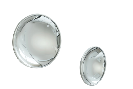 Pair of Round Glass Knobs on White Background. On a Clear PNG or White Background.
