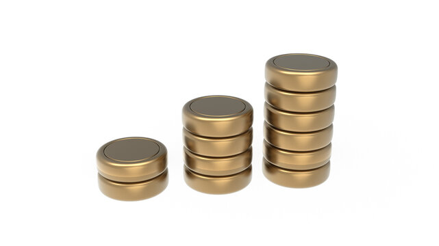 gold Coin Stacks 3d render illustration for business money investment concept