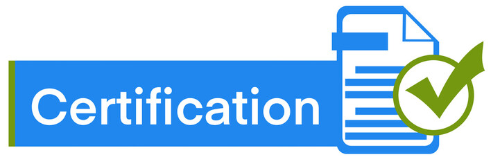 Certification File Page Tick Mark Green Blue Symbols Rectangle Text