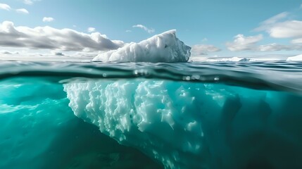 Underwater Vista: Crystal Clear View of Iceberg in the Ocean