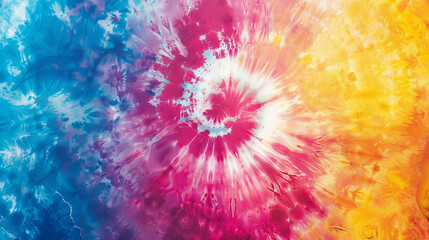 Vibrant Tie-Dye Swirl Pattern with Vivid Blue, Pink, and Yellow Hues