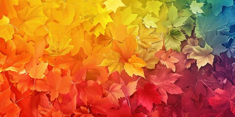 Textured nature, autumn leaves, pattern, combination of different warm colors, space for copying, background, wallpaper. - obrazy, fototapety, plakaty