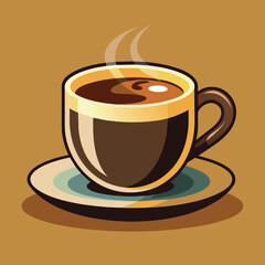 Obraz premium coffee cup cartoon illustration, coffee mug drink icon concept isolated Art & Illustration