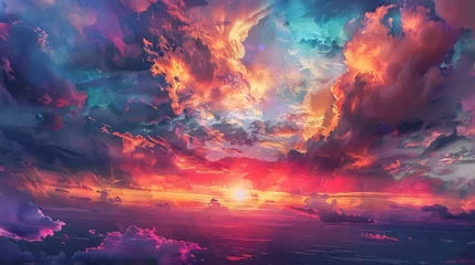Wandaufkleber Vibrant Sunset Scene: Panoramic Display of Colorful Magnificence © Abbassi