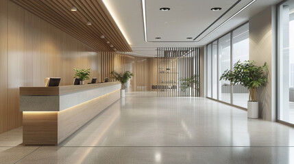 Office building interior with reception area visible.