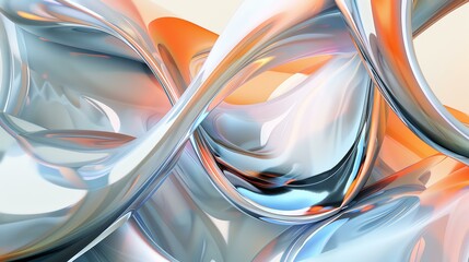 3D rendering of intertwined translucent shapes. Soft pastel colors with a glossy finish.
