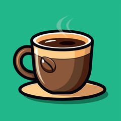 Obraz premium coffee cup cartoon illustration, coffee mug drink icon concept isolated Art & Illustration