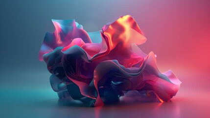 3D rendering of an abstract colorful shape with smooth lines and vibrant colors.