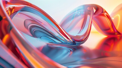 3D rendering. Abstract twisted shape. Red and blue glossy surface. - obrazy, fototapety, plakaty