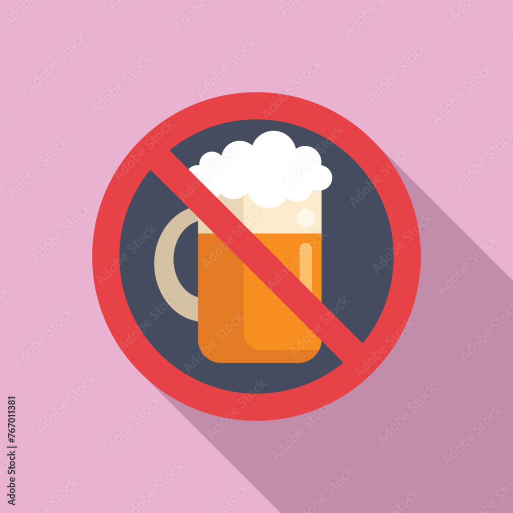 Poster restricted beer drink icon flat vector. gluten intolerance. food organic dairy