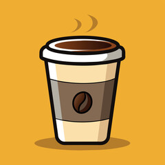 coffee cup cartoon illustration, coffee mug drink icon concept isolated  Art & Illustration