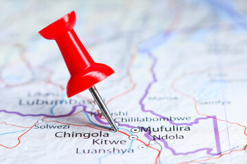 Chingola, Zambia pin on map