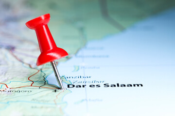 Dar es Salaam, Tanzania pin on map