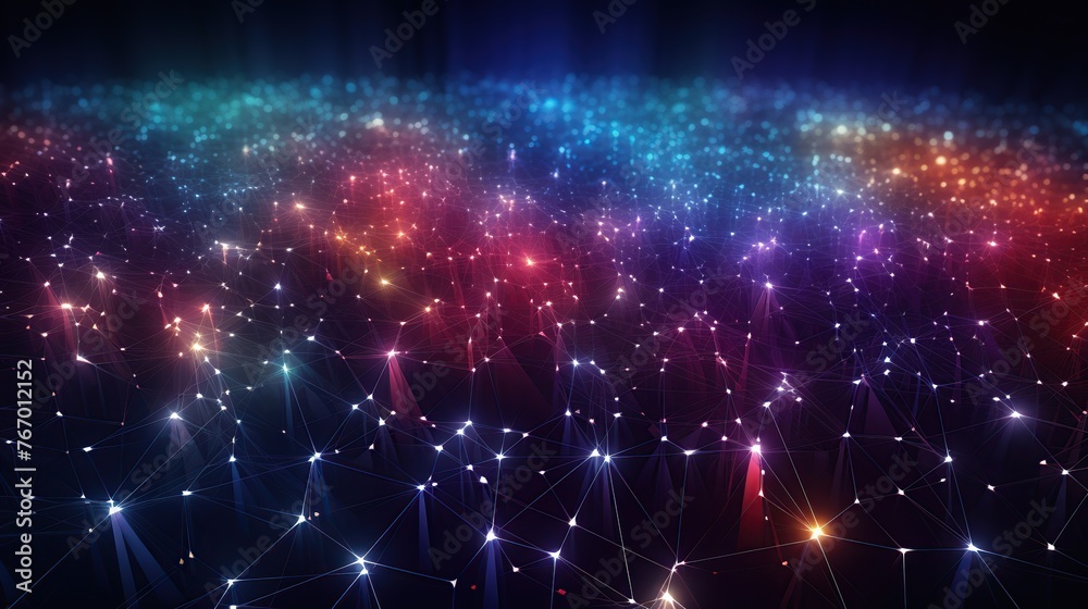 Poster vivid radiant data streams flow across the dark backdrop in this image, symbolizing dynamic informat