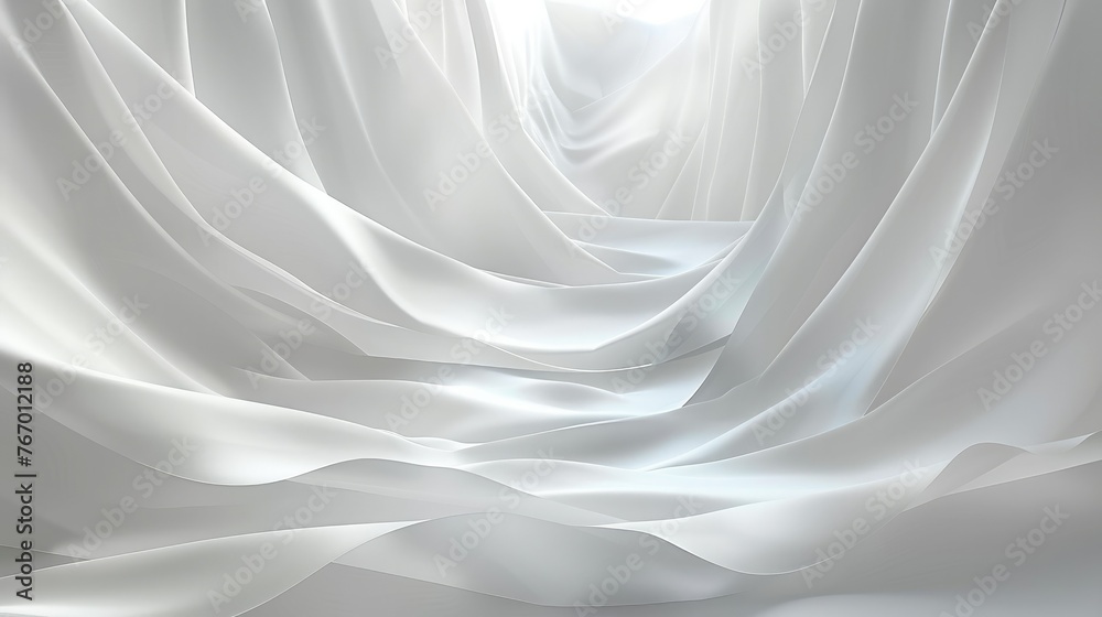 Aufkleber Simple minimalist design made with simple rectangular creases of very large rectangular white paper backdrop diffuse light. Generative AI.