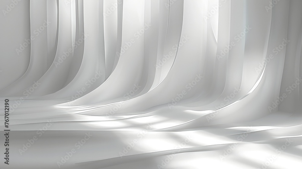 Aufkleber Simple minimalist design made with simple rectangular creases of very large rectangular white paper backdrop diffuse light. Generative AI.