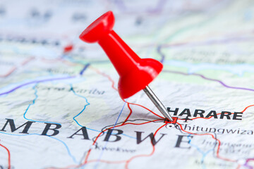 Harare , Zimbabwe pin on map