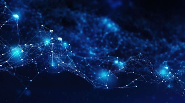 This image features an abstract visual of interconnected sapphire lines on a deep blue background, reflecting a concept of network and connectivity