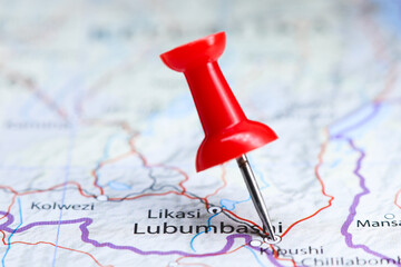 Lubumbashi, Congo pin on map