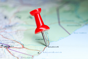 Malindi, Kenya pin on map