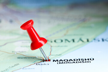 Mogadishu, Somalia pin on map