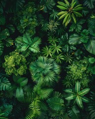 Tropical Jungle Canopy - Biodiversity and Nature's Balance - Aerial Shot with Green Trees and Lush Plant Life
