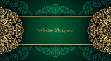 Luxury green background with ornamental mandala