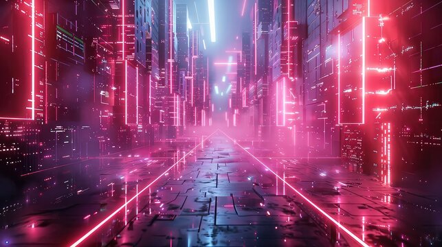 Progressive Digital Art - Innovative Futuristic Wallpaper - Contemporary Backdrop with Neon and Cyberpunk Aesthetics
