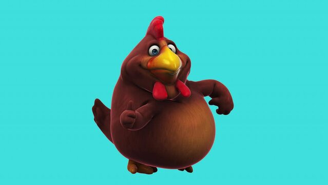 Fun 3D cartoon chicken with thumbs up and down (with alpha channel included)