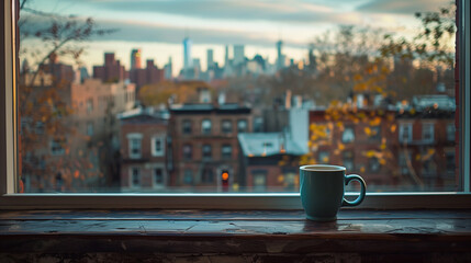 NY, New york, cafe, hotel, room, window, - obrazy, fototapety, plakaty