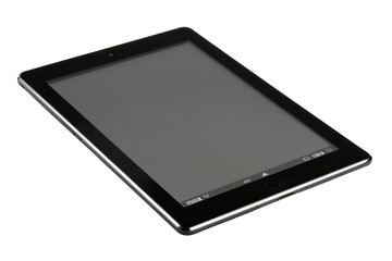 Tablet Computer on White Table. On a Clear PNG or White Background.