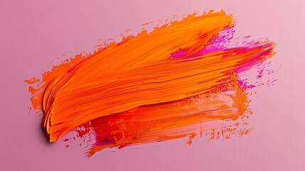 Abstract acrylic brush strokes. Bright orange and pink colors.