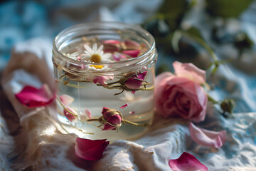 flowers in a glass jar