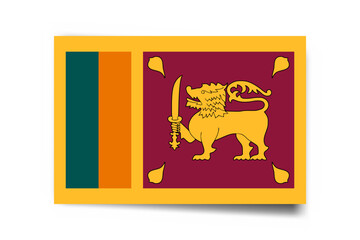 Sri Lanka flag - rectangle card with dropped shadow isolated on white background.