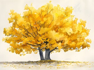 Ginkgo Tree in Autumn A Vibrant Golden Fanfare of Living History and Natural Elegance