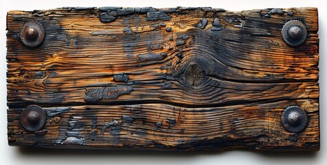 a wood plank with burnt edges