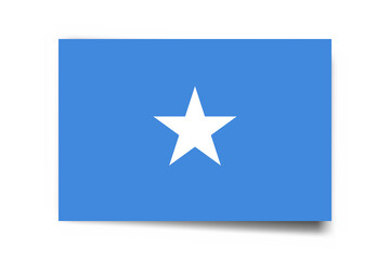 Somalia flag - rectangle card with dropped shadow isolated on white background.