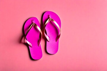 Pink flip flops in studio mockup realistic HD . - obrazy, fototapety, plakaty