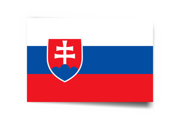 Slovakia flag - rectangle card with dropped shadow isolated on white background.