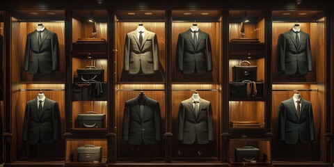Elegant Men’s Suits Display - Style, Luxury, and Tailoring - obrazy, fototapety, plakaty